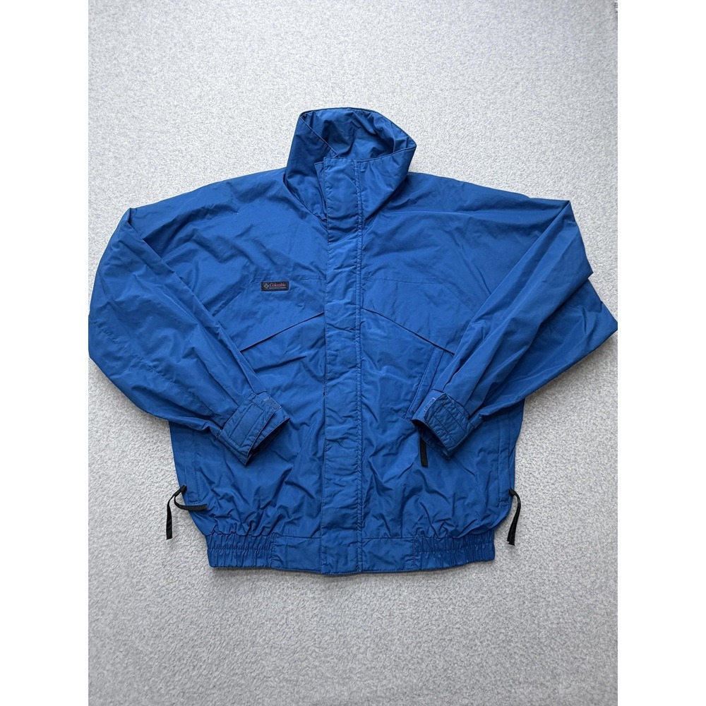 Columbia Whirlibird Jacket Mens Medium Blue Radial Sleeve Nylon Windbreaker‎